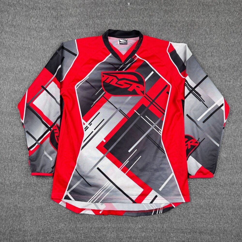 Vintage MSR Motocross‎ Jersey Shirt Men's Large Red Long Sleeve Max Air Y2K